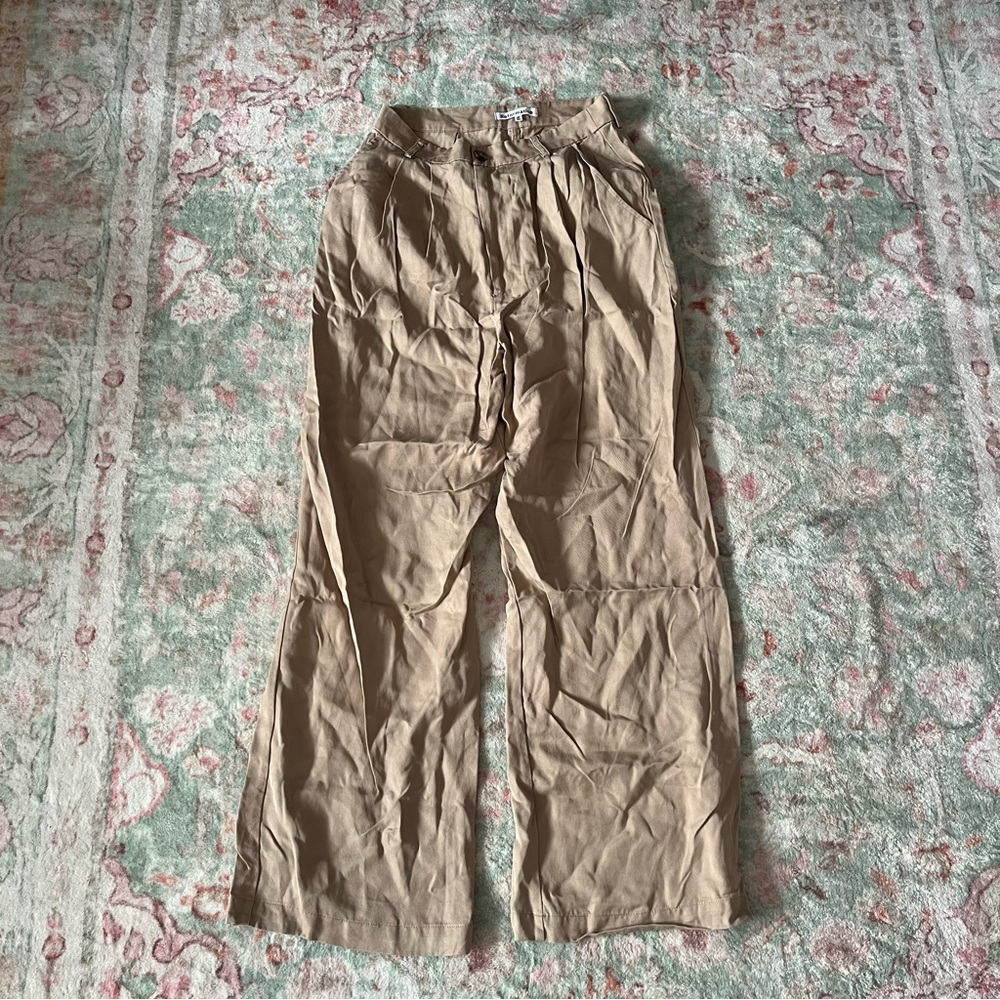 Reformation Tan High-Waisted Wide-Leg Pants Size 6